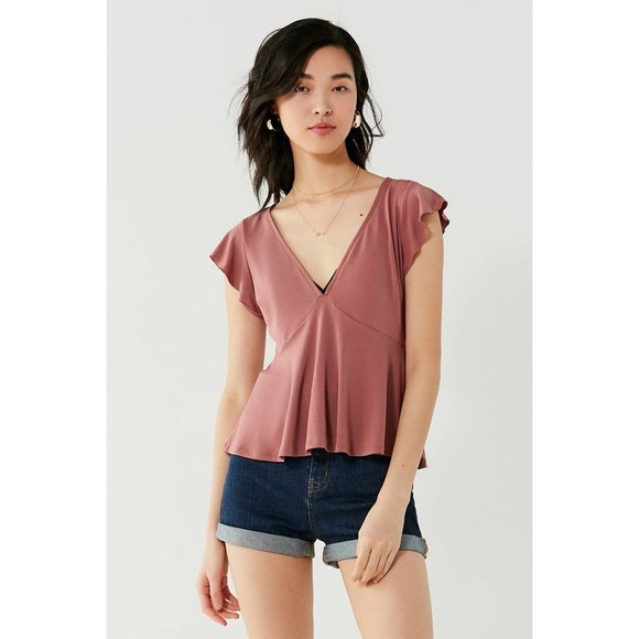 Urban Outfitters Tops - URBAN OUTFITTERS Flutter Sleeve Babydoll Top M